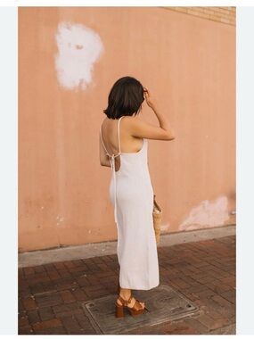 Mango Cream Open-Back Dress
